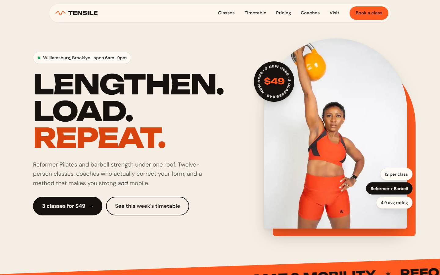 Tensile: Pilates & strength studio, New York (Concept design)