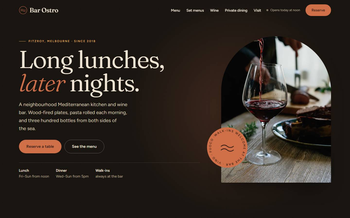 Bar Ostro: Restaurant & wine bar, Melbourne